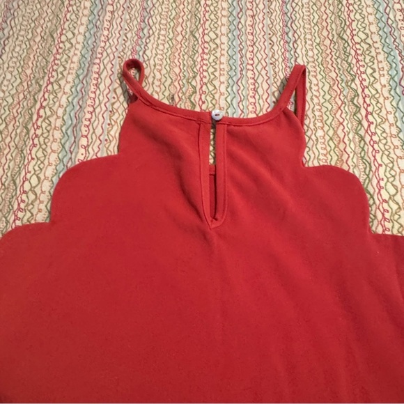 Entro Burnt Orange/Redish Sleeveless Cut Out Tank Top Scalloped edges Size L - Picture 6 of 11
